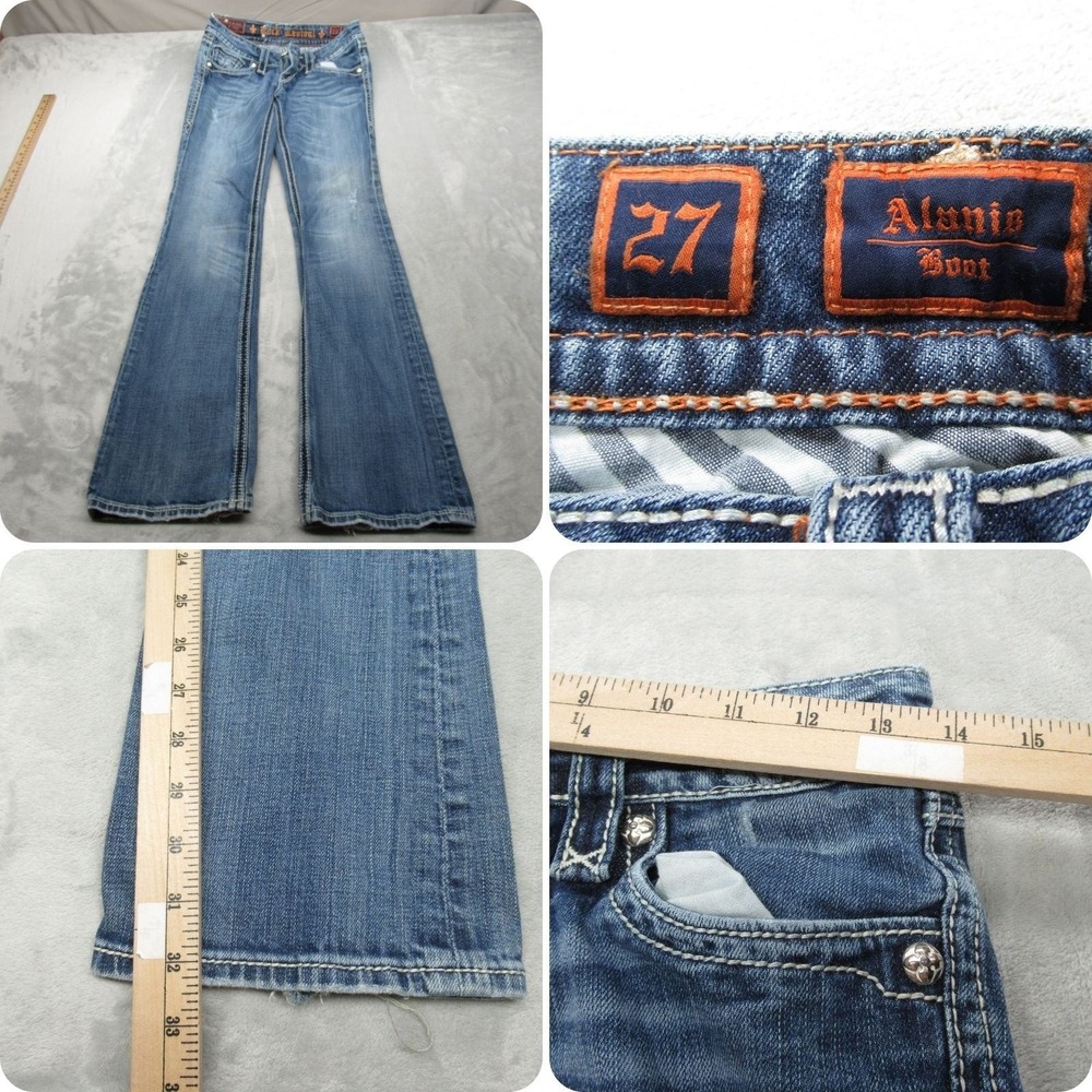 Rock Revival Jeans Womens 27 Medium Wash Denim Alanis Boot Cut Embellished 27x32